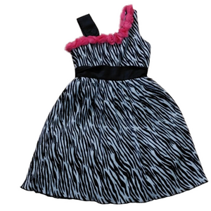 Rare Editions Girls 14 Zebra Print Party Dress Pink Trim Formal Occasion